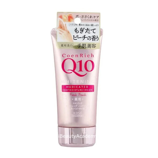 KOSE - Q10 CoenRich Medicinal Hand Cream Fresh Peach - PMU, Numbing Cream & Beauty Products to Canada | USA | Australia | Austria | Denmark | UK | France | Germany | Ireland | Italy | Netherlands | New Zealand...