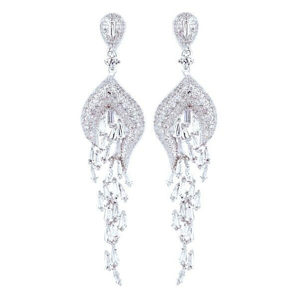 Wedding Earrings - S925 Sterling Silver Long Luxurious Tassel Earrings - PMU, Numbing Cream & Beauty Products to Canada | USA | Australia | Austria | Denmark | UK | France | Germany | Ireland | Italy | Netherlands | New Zealand...
